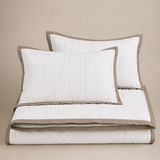 Luxury Tailored Quilted Quilt Cover Set - Nude/White