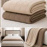 Mara Velvet Quilted Throw - Cream