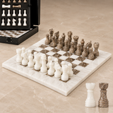 Marble Chess Set With Storage Box - Oceanic/White