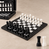 Marble Chess Set With Storage Box - White/Black