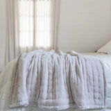 Roman Silk Velvet Throw - Oyster